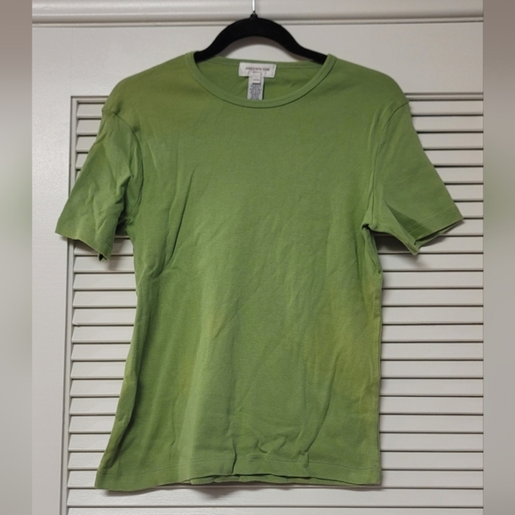 Jones New York Tops - Jones New York - 100% Cotton Green Short-Sleeve Scoop-Neck Top
